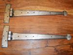Light Pewter, Wrought Iron 15" Penny End Tee Hinges, Rust resistant Finish